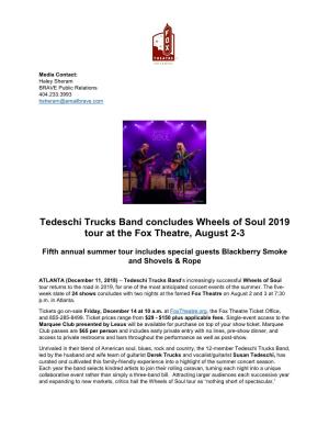 Tedeschi Trucks Band Concludes Wheels of Soul 2019 Tour at the Fox Theatre, August 2-3
