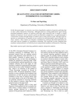Qualitative Analysis of Repertory Grids: Interpretive Clustering 1