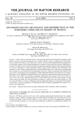 Aplomado Falcon Abundance and Distribution in the Northern Chihuahuan Desert of Mexico