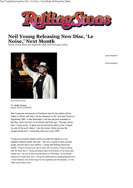Le Noise,’ Next Month | Rolling Stone Music