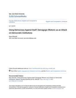 Demagogic Rhetoric As an Attack on Democratic Institutions