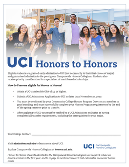 UCI Honors to Honors Program