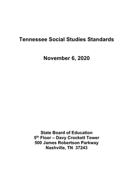 Tennessee Social Studies Standards November 6, 2020