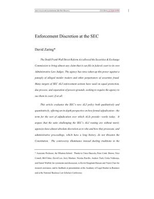 Enforcement Discretion at the SEC