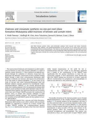 Chalcone and Cinnamate Synthesis Via One-Pot Enol Silane Formation-Mukaiyama Aldol Reactions of Ketones and Acetate Esters ⇑ C