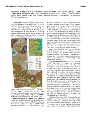 Geologic Mapping in Margaritifer Terra on Mars and a Closer Look at the Confluence of Nirgal and Uzboi Valles