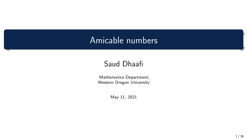 Amicable Numbers