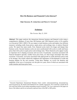 How Do Business and Financial Cycles Interact?