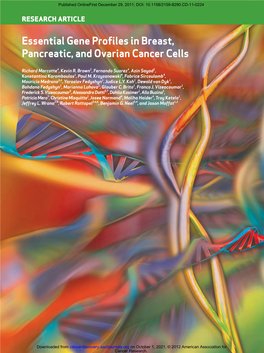 Essential Gene Profiles in Breast, Pancreatic, and Ovarian Cancer Cells