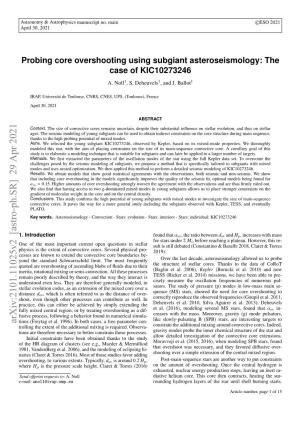 Probing Core Overshooting Using Subgiant Asteroseismology: the Case of KIC10273246