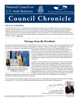 Council Chronicle, the Council's Periodic Newsletter