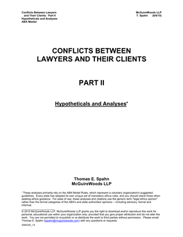 3585340 14 Conflicts Between Lawyers Mcguirewoods LLP and Their Clients: Part II T