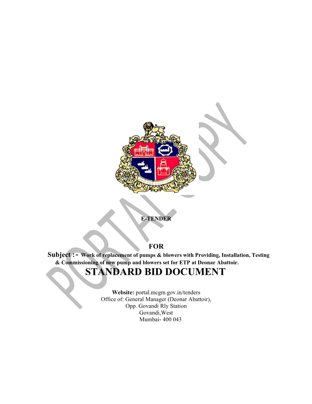 Standard Bid Document