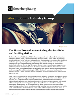 GT Alert the Horse Protection Act: Soring, the Scar Rule, and Self
