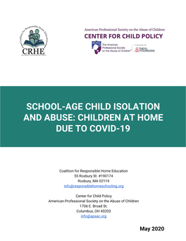 School-Age Child Isolation and Abuse: Children at Home Due to Covid-19