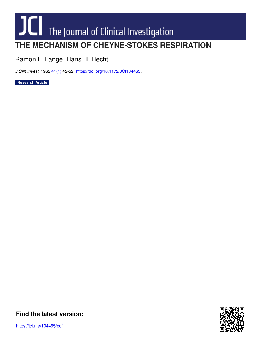 The Mechanism of Cheyne-Stokes Respiration