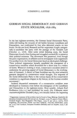 German Social Democracy and German State Socialism, 1876–1884