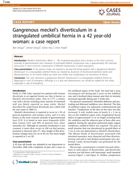 Gangrenous Meckel's Diverticulum in a Strangulated Umbilical Hernia in a 42 Year-Old Woman