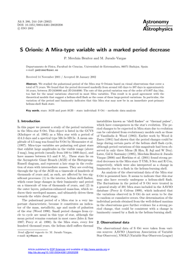 S Orionis: a Mira-Type Variable with a Marked Period Decrease