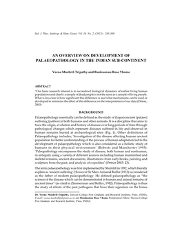 Article Discuss the Issue While Unfolding the Scope and Development of Human Skeletal Studies in India