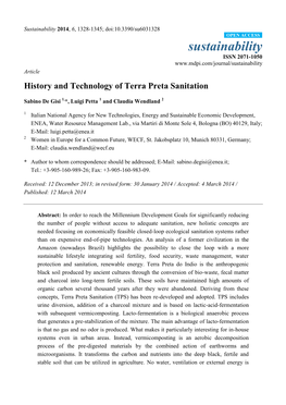 History and Technology of Terra Preta Sanitation