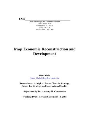Iraqi Economic Reconstruction and Development