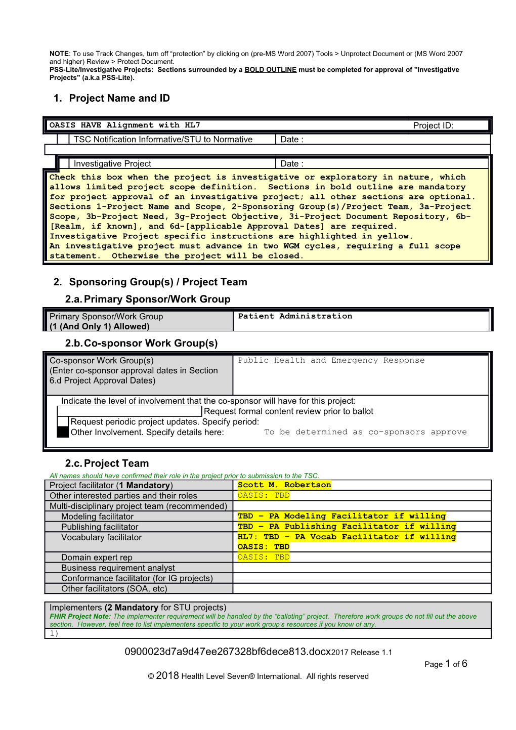 HL7 Project Scope Statement s10