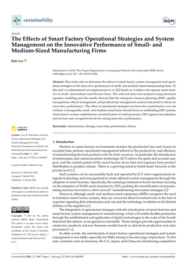 The Effects of Smart Factory Operational Strategies and System Management on the Innovative Performance of Small- and Medium-Sized Manufacturing Firms