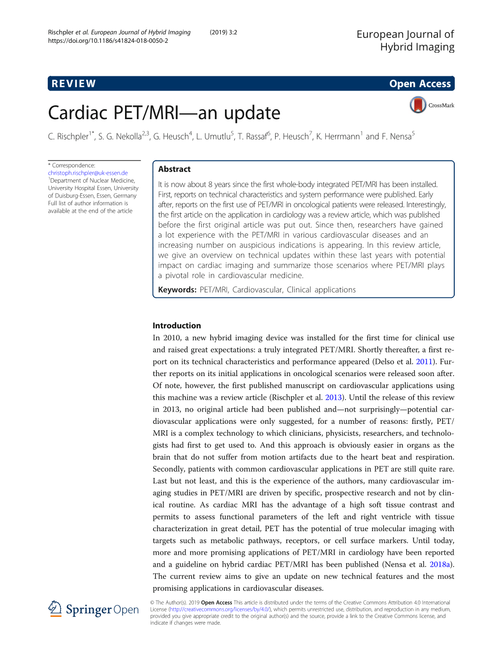 Cardiac PET/MRI—An Update C