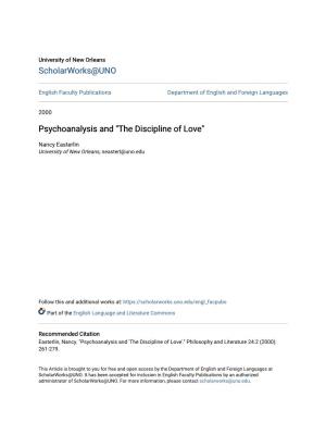 Psychoanalysis and "The Discipline of Love"