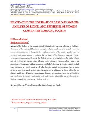 Elucidating the Portrait of Darlong Women: Analysis of Rights and Privileges of Women Class in the Darlong Society