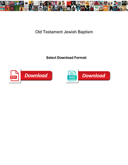 Old Testament Jewish Baptism