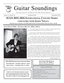 Guitar Soundings a Publication of the Seattle Classic Guitar Society