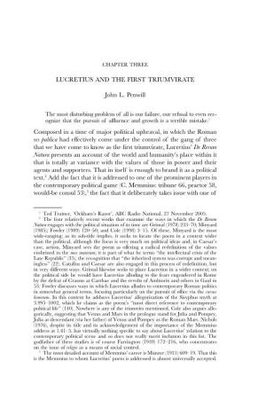 LUCRETIUS and the FIRST TRIUMVIRATE John L. Penwill