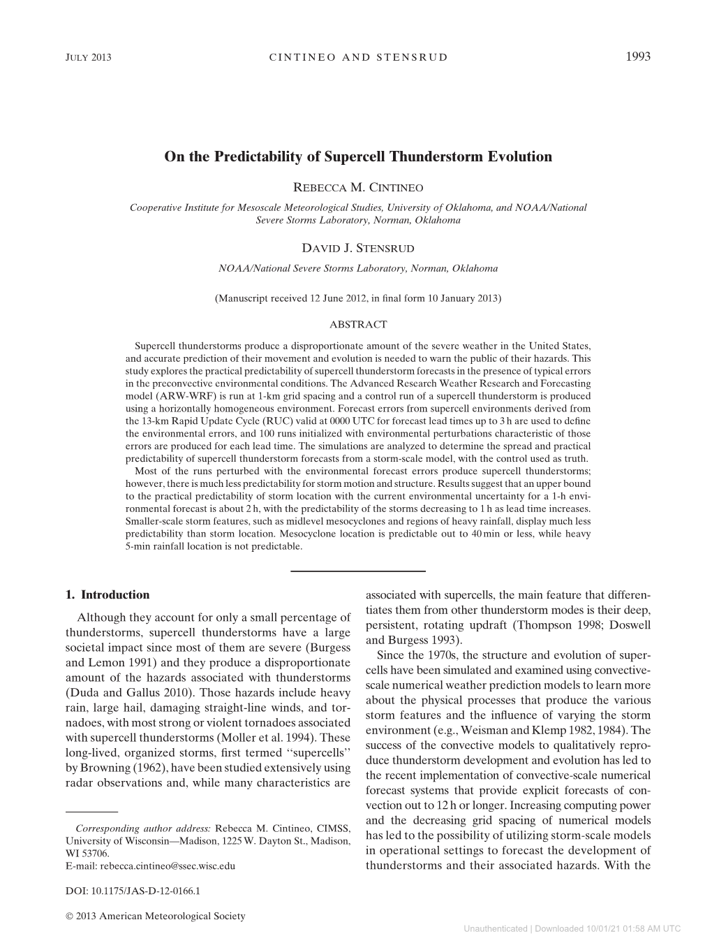 On the Predictability of Supercell Thunderstorm Evolution