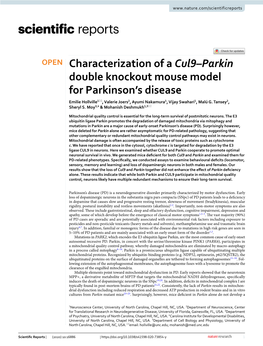 Characterization of a Cul9–Parkin Double Knockout Mouse Model for Parkinson’S Disease Emilie Hollville1*, Valerie Joers2, Ayumi Nakamura1, Vijay Swahari1, Malú G