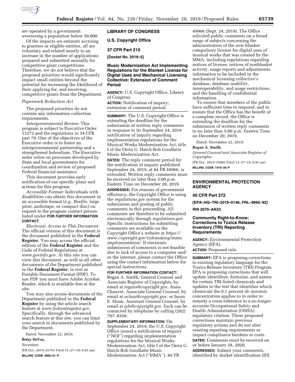 Federal Register/Vol. 84, No. 230/Friday, November 29, 2019