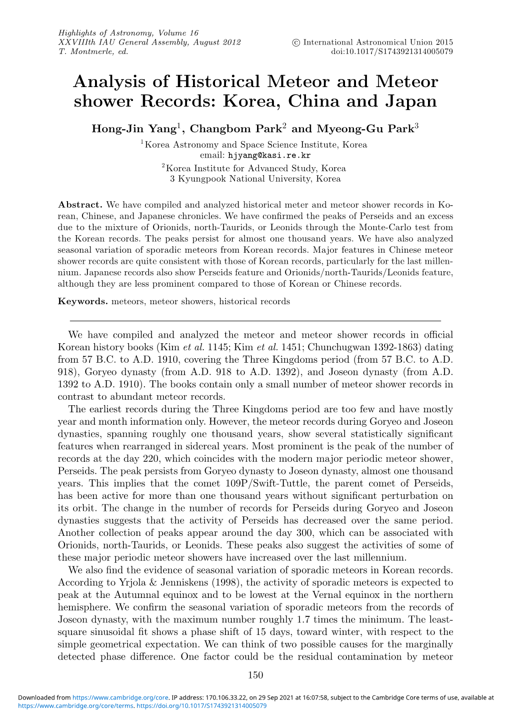 Analysis of Historical Meteor and Meteor Shower Records: Korea, China and Japan