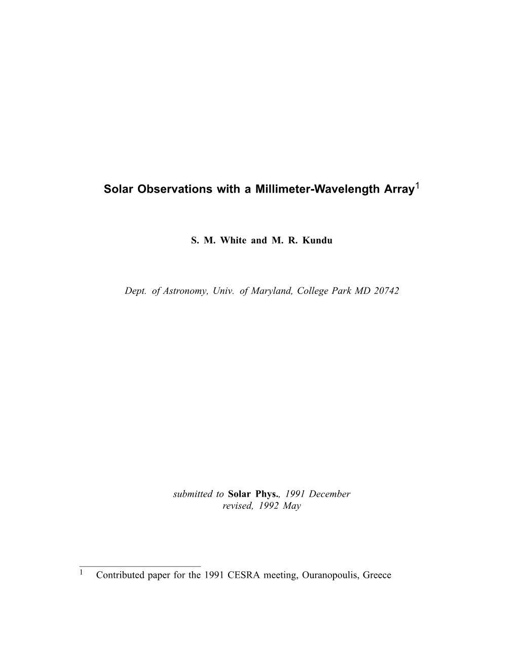 Solar Observations with a Millimeter-Wavelength Array1