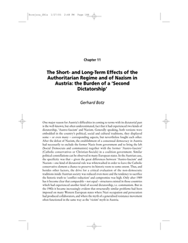 The Short- and Long-Term Effects of the Authoritarian Regime and of Nazism in Austria: the Burden of a ‘Second Dictatorship’