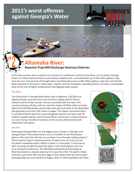 Altamaha River: 2 Rayonier Pulp Mill Discharge Destroys Fisheries