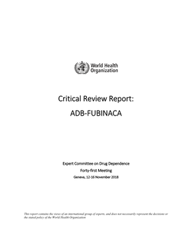 Critical Review Report: ADB-FUBINACA