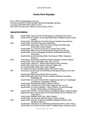Anselm Kiefer Biography