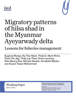 Migratory Patterns of Hilsa Shad in the Myanmar Ayeyarwady Delta Lessons for Fisheries Management