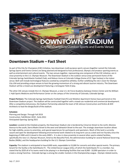 Downtown Stadium – Fact Sheet