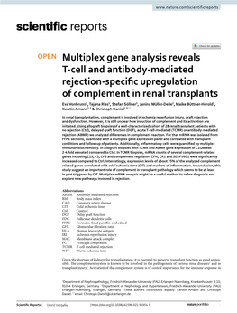 Multiplex Gene Analysis Reveals T-Cell and Antibody-Mediated Rejection