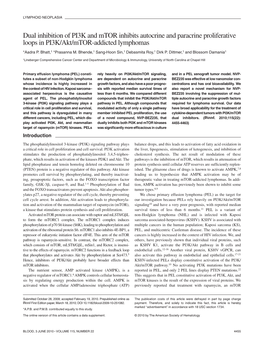 Dual Inhibition of PI3K and Mtor Inhibits Autocrine and Paracrine Proliferative Loops in PI3K/Akt/Mtor-Addicted Lymphomas