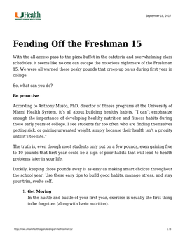 Fending Off the Freshman 15