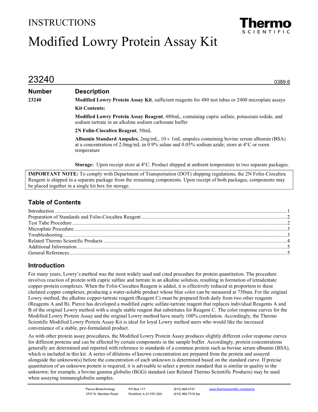 Modified Lowry Protein Assay Kit