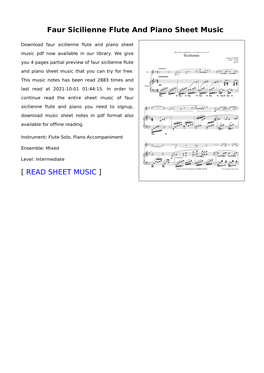 Faur Sicilienne Flute and Piano Sheet Music